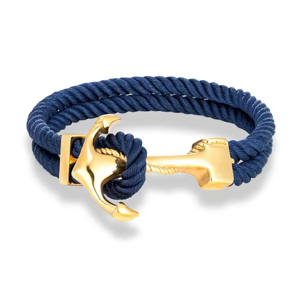 LGold Color Anchor Bracelet With Multilayer Rope Men Fashion. Stainless S… - Picture 3 of 4